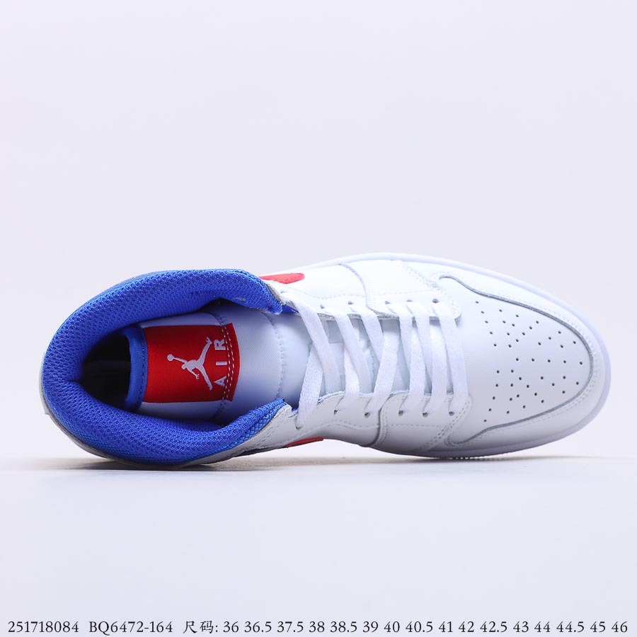 Air Jordan 1 Mid White Red Royal Blue BQ6472-164