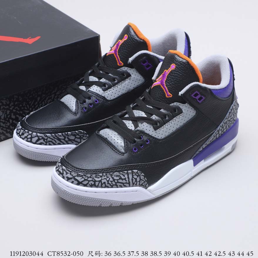 Air Jordan 3 Retro Black Court Purple - CT8532-050