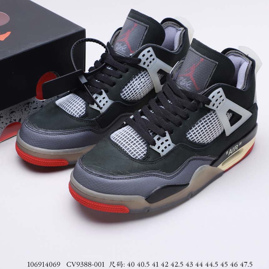 OFF-White x Air Jordan 4 Bred BLACK/RED CV9388-001