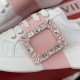 Roger Vivier Skate Strass leather sneakers Crystal Buckle White Pink