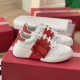 Roger Vivier Skate Strass leather sneakers Crystal Buckle White Red