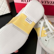 Roger Vivier Skate Strass leather sneakers Crystal Buckle White Yellow