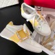 Roger Vivier Skate Strass leather sneakers Crystal Buckle White Yellow