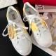 Roger Vivier Skate Strass leather sneakers Crystal Buckle White Yellow