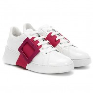 Roger Vivier Skate Lacquered Buckle leather Sneakers Burgundy