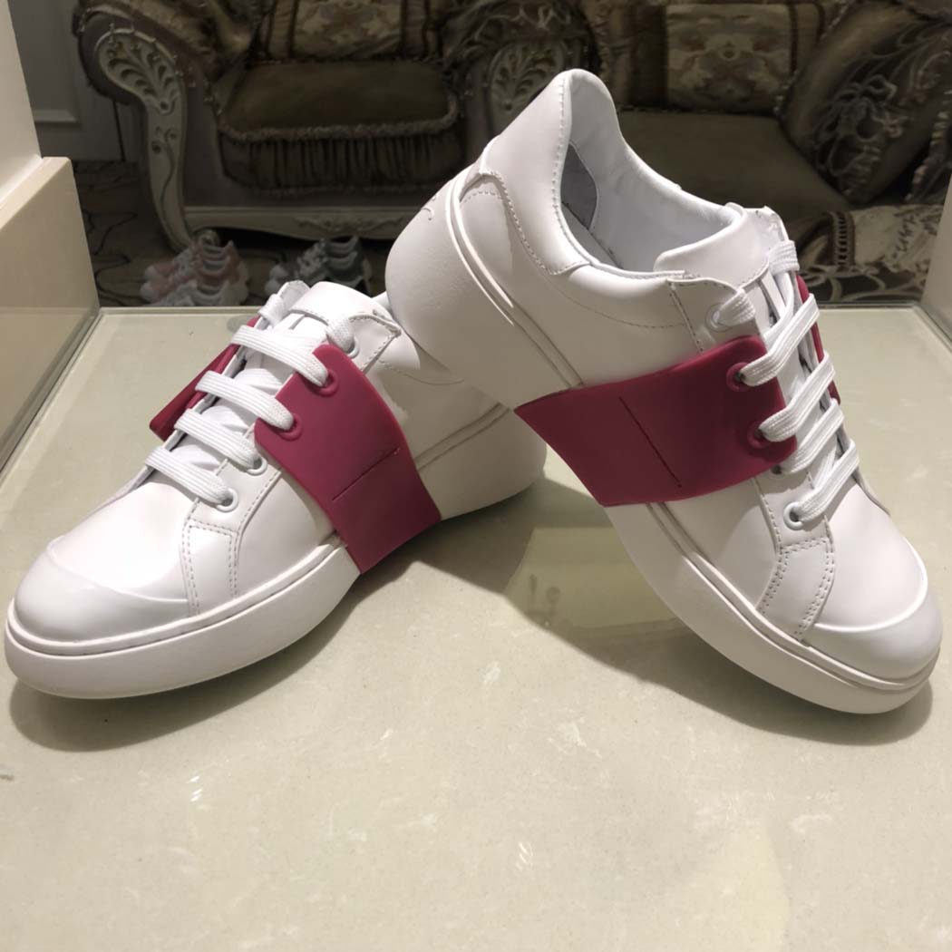 Roger Vivier Skate Lacquered Buckle leather Sneakers Burgundy