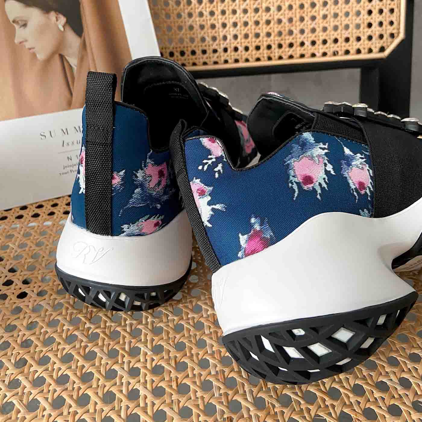 Roger Vivier Run Strass Crystal Buckle Run floral Sneakers