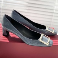 Roger Vivier Trompette 45mm patent leather pumps slate blue