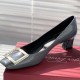 Roger Vivier Trompette 45mm patent leather pumps slate blue