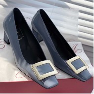 Roger Vivier Trompette 45mm patent leather pumps slate blue