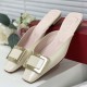 Roger Vivier Belle Vivier Metal Buckle 25 mm Mules in Patent Leather Off White