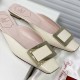 Roger Vivier Belle Vivier Metal Buckle 25 mm Mules in Patent Leather Off White