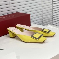 Roger Vivier Belle Vivier Metal Buckle 45 mm Mules in Patent Leather Yellow