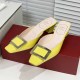 Roger Vivier Belle Vivier Metal Buckle 45 mm Mules in Patent Leather Yellow