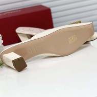 Roger Vivier Belle Vivier Metal Buckle 45 mm Mules in Patent Leather Off White