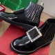 Roger Vivier Rangers Stitch Strass Buckle Booties in Leather black