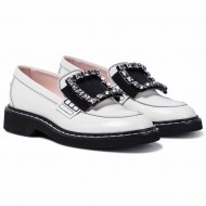 Roger Vivier Rangers Strass Buckle Loafers in Patent Leather black