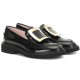 Roger Vivier Rangers Metal Buckle Loafers in Leather black