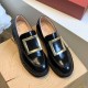 Roger Vivier Rangers Metal Buckle Loafers in Leather black