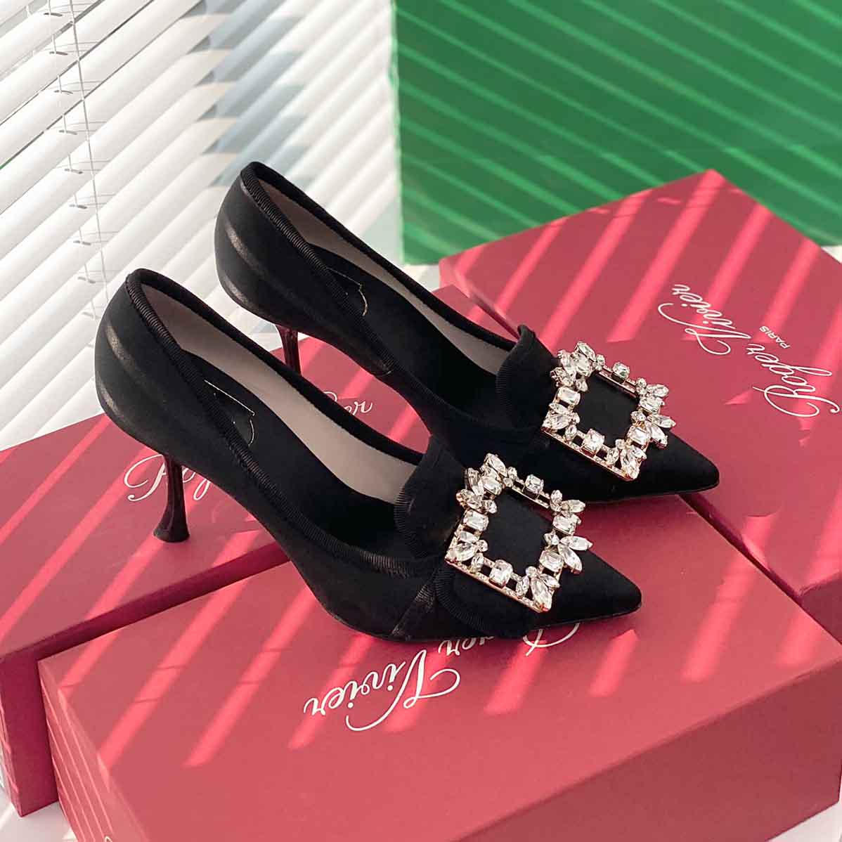 Roger Vivier Crystal Buckle 100mm Pumps