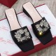 Roger Vivier  Black Bouquet Strass Satin Sandals