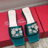 Roger Vivier  Bouquet Strass Satin Sandals Green