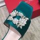 Roger Vivier  Bouquet Strass Satin Sandals Green