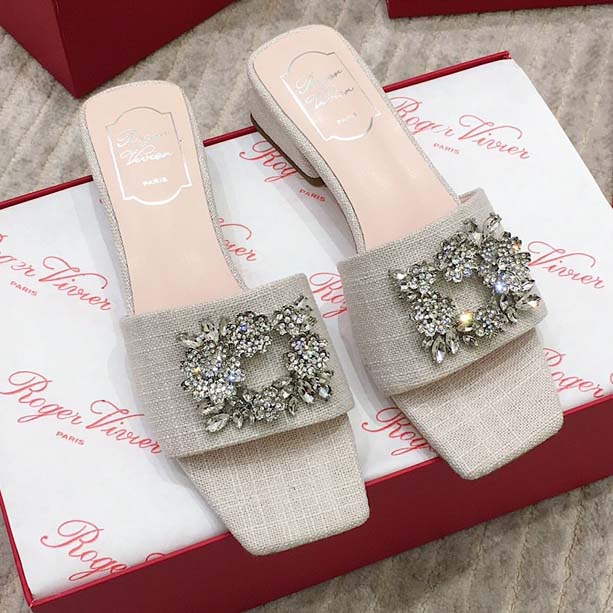 Roger Vivier  Bouquet Strass Satin Sandals