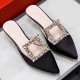 Roger Vivier Broche Buckle Mules in Satin