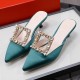 Roger Vivier Broche Buckle Mules in Satin