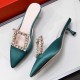 Roger Vivier Broche Buckle Mules in Satin