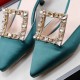 Roger Vivier Broche Buckle Mules in Satin