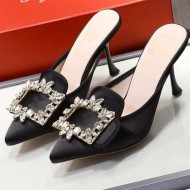 Roger Vivier Crystal Buckle Mules in Satin