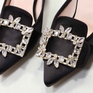 Roger Vivier Crystal Buckle Mules in Satin