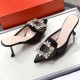 Roger Vivier Crystal Buckle Mules in Satin