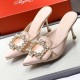 Roger Vivier Crystal Buckle Mules in Satin