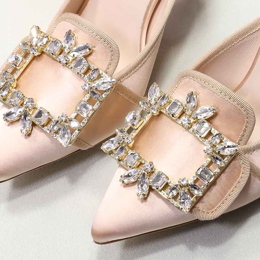 Roger Vivier Crystal Buckle Mules in Satin