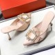 Roger Vivier Crystal Buckle Mules in Satin