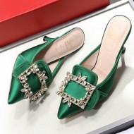 Roger Vivier Crystal Buckle Mules in Satin