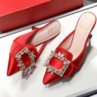 Roger Vivier Crystal Buckle Mules in Satin