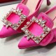 Roger Vivier Crystal Buckle Mules in Satin