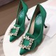 Roger Vivier Crystal Buckle Pumps in Satin