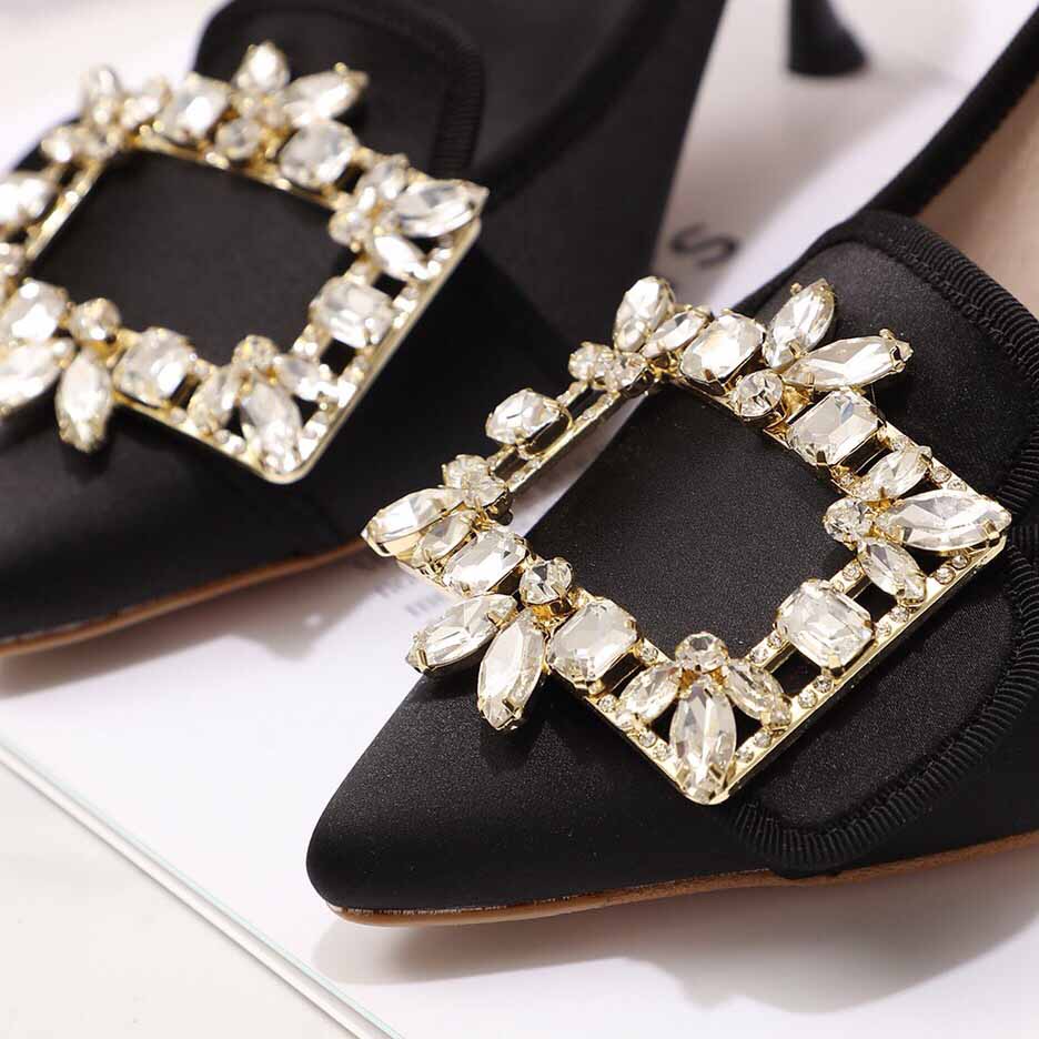 Roger Vivier Crystal Buckle Pumps in Satin