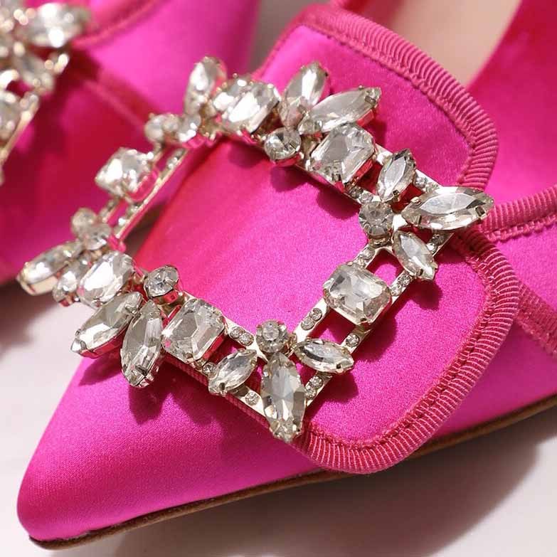 Roger Vivier Crystal Buckle Pumps in Satin