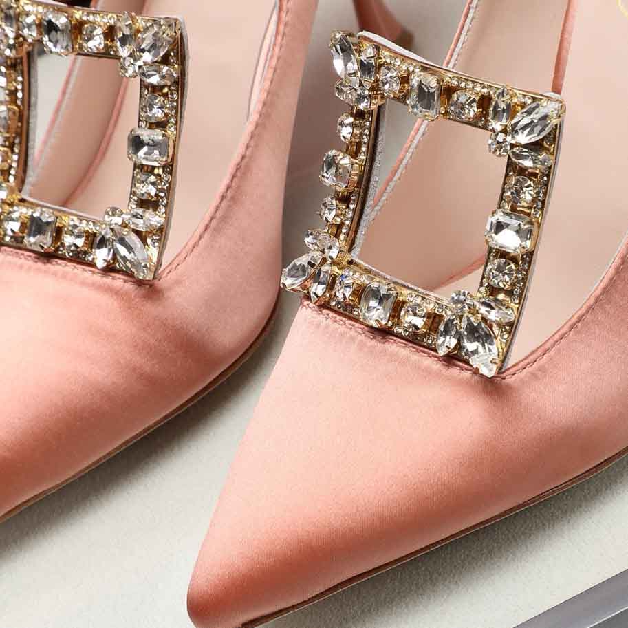 Roger Vivier Crystal Buckle Pumps in Satin