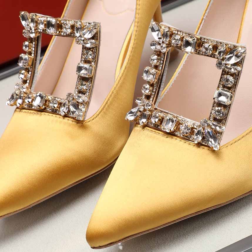 Roger Vivier Crystal Buckle Pumps in Satin