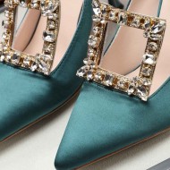 Roger Vivier Crystal Buckle Pumps in Satin