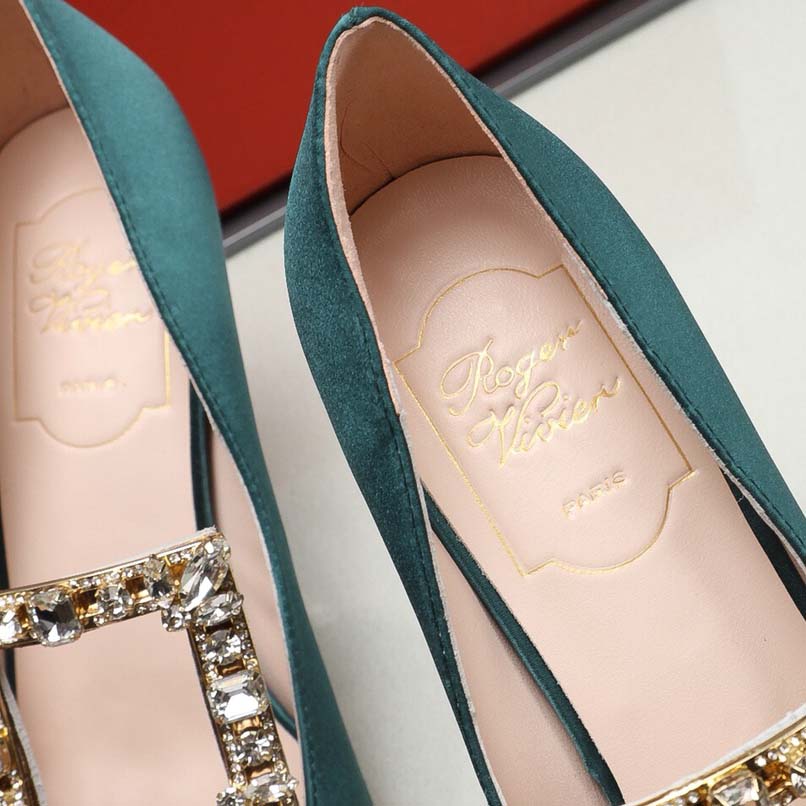 Roger Vivier Crystal Buckle Pumps in Satin