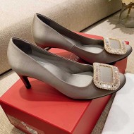 Roger Vivier Trompette Crystal Buckle Pumps in Satin