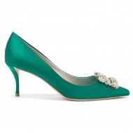 Roger Vivier Flower crystal-embellished satin pumps